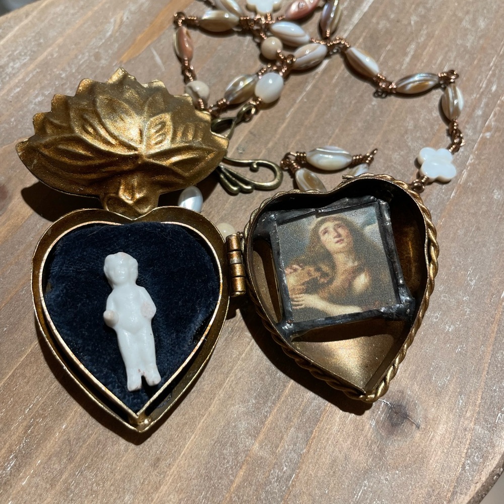 French Reliquary Inspired Sacred Heart Brocante Charlotte antique Limited qty